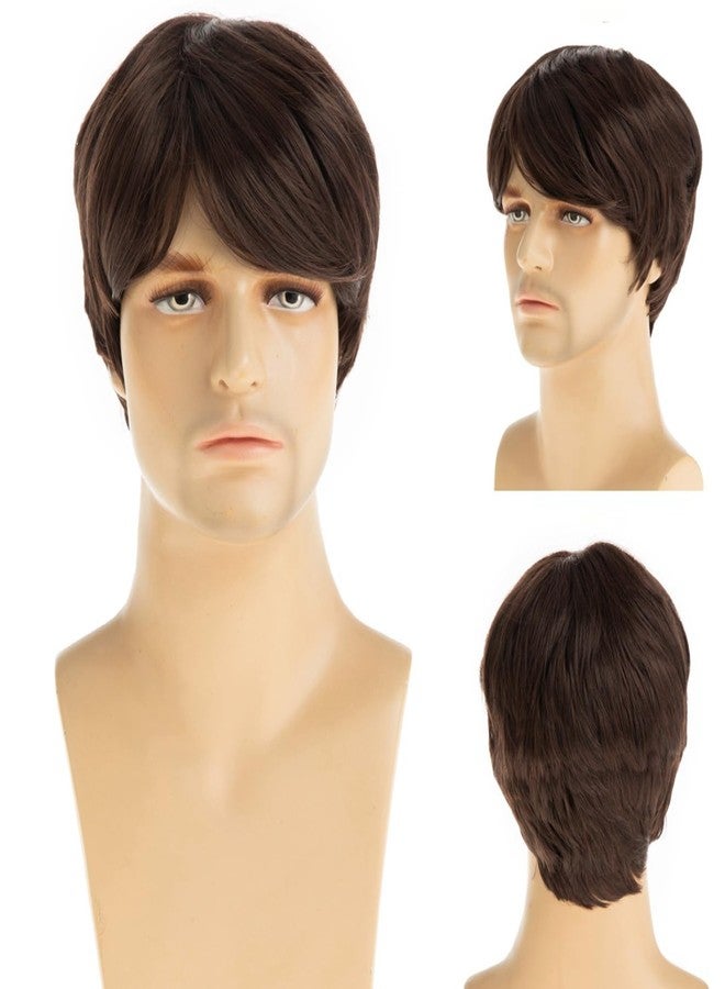Beweig Mens Wig Short Brown Layered Synthetic Hair for Male Cosplay Anime Halloween Wig - Image 1